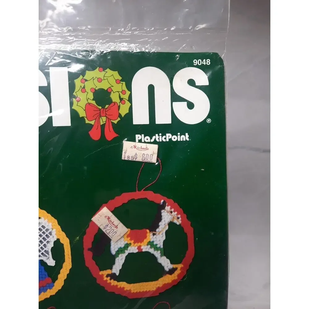 Vintage Dimensions Plastic Canvas Christmas Cutout Ornament Set 9048